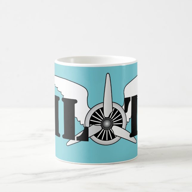 Caneca De Café Piloto de avião Aeronáutico Propulsor Gráfico Temi (Centro)