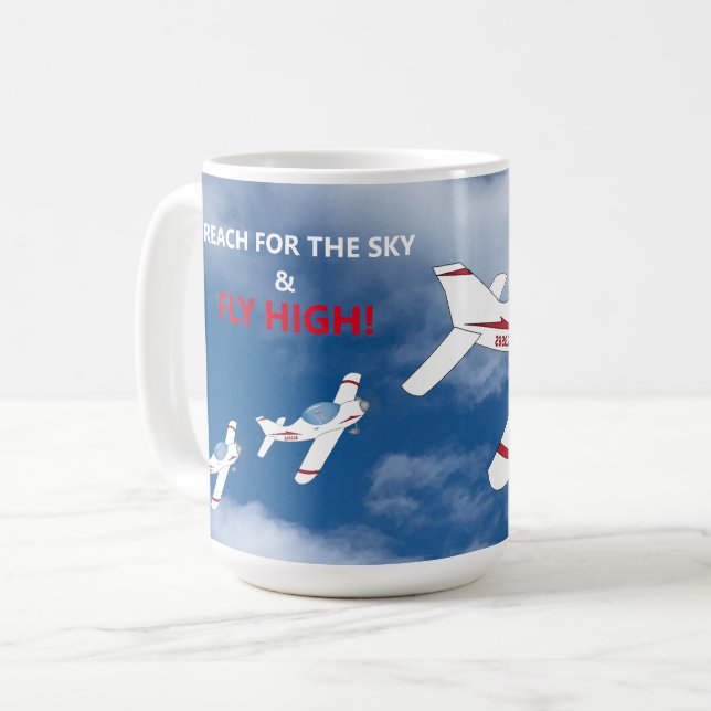 Caneca De Café Piloto de avião de alta velocidade para o céu e vo (Frente Esquerda)