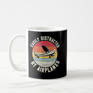 Caneca De Café Piloto De Avião Vintage (Retro) facilmente distraí