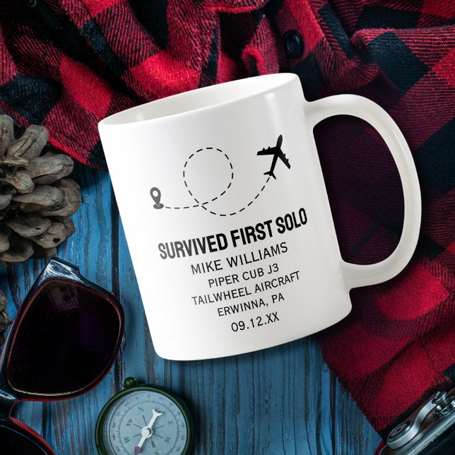 Caneca De Café Piloto de estudante Primeiro Piloto Solo Avião Eng (Criador carregado)