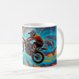 Caneca De Café Piloto de Motocross e Paisagem de Sonhos
