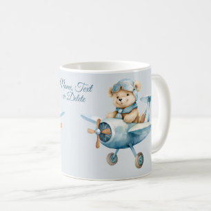 Caneca De Café Piloto de Urso Azul Feliz e Feliz do Avião
