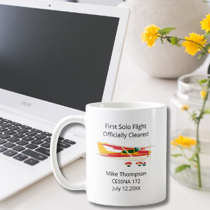 Caneca De Café Piloto Estudante Primeiro Solo Cessna Foto Persona
