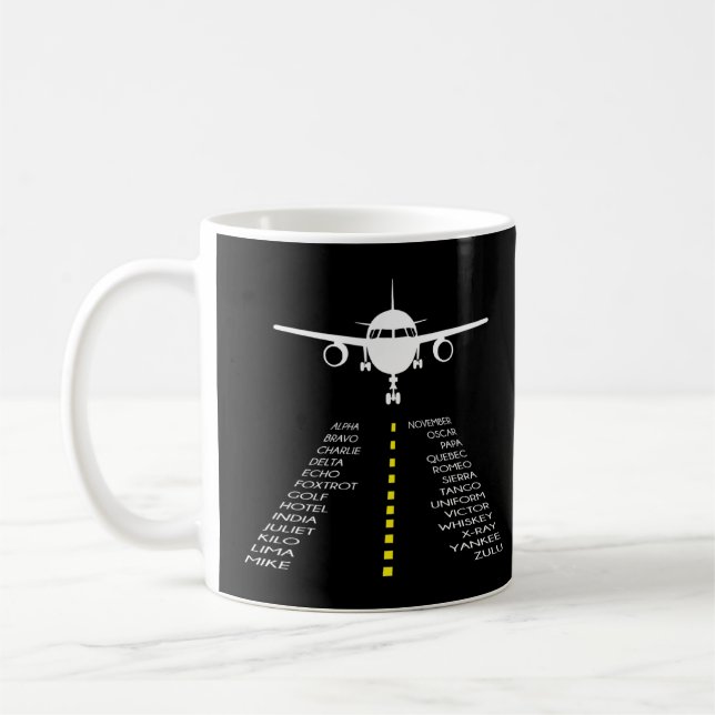 Caneca De Café Piloto fonético de avião Piloto Alfabet (Esquerda)
