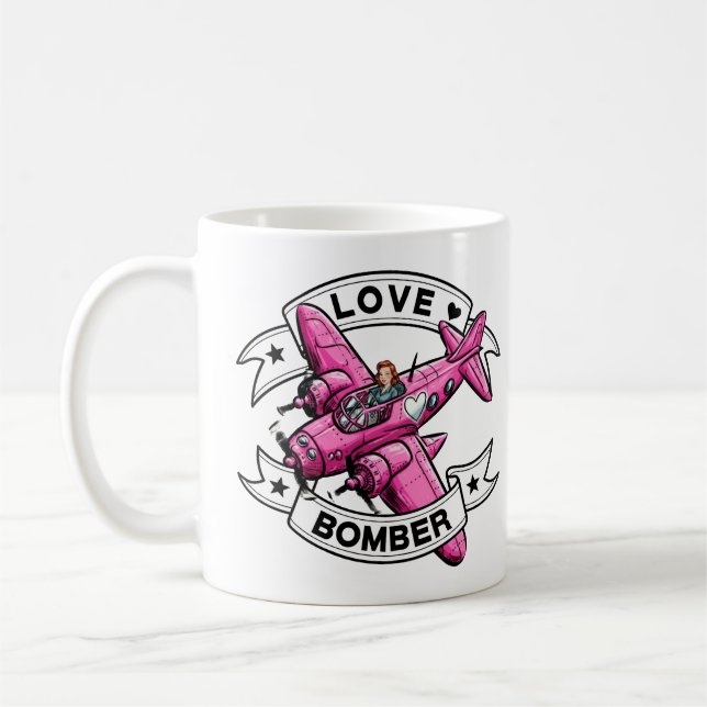Caneca De Café Piloto Love Bomber Rosa (Esquerda)