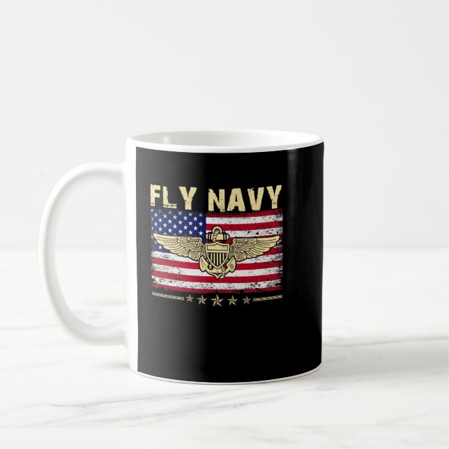 Caneca De Café Piloto Marinho de Camisa Clássica Oficial Naval Wi (Esquerda)