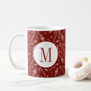 Caneca De Café Pimenta-de-Candy Candy Peppermint Inicial Monogram