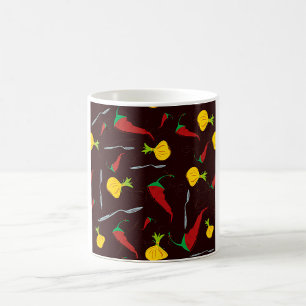 Caneca De Café Pimentões E Cebolas