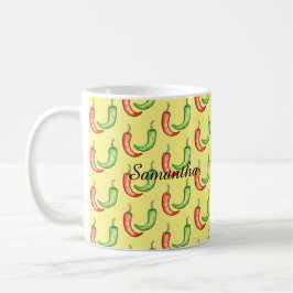 Caneca De Café Pimentos De Mola Vermelha E Verde