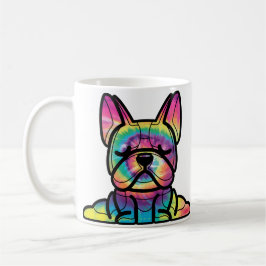 Caneca De Café Pinças pacíficas: Yoga Bulldog em Tie Dye Colors
