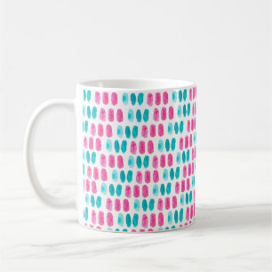 Caneca De Café Pincéis cor-de-rosa azul. padrão de pintura abst
