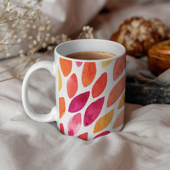 Caneca De Café Pincel de aquarela derrubada amarela e laranja (Criador carregado)