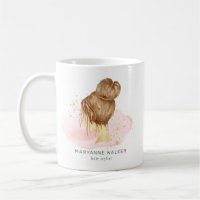 pincel de cabelos cor-de-rosa, updo salon monogram