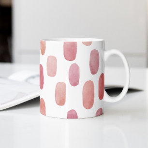 Caneca De Café Pincel de cor d'água rosa. Padrão simples e modern