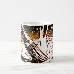 Caneca De Café Pincel de Estilo Gráfico Cores Retro Mancha de Tin