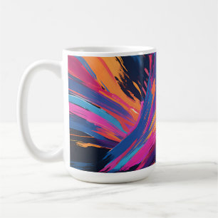 Caneca De Café Pinceladas Abstratas Vibrantes Explosão de Cor