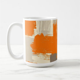 Caneca De Café Pinceladas Artísticas Abstratas Laranja Ousado 