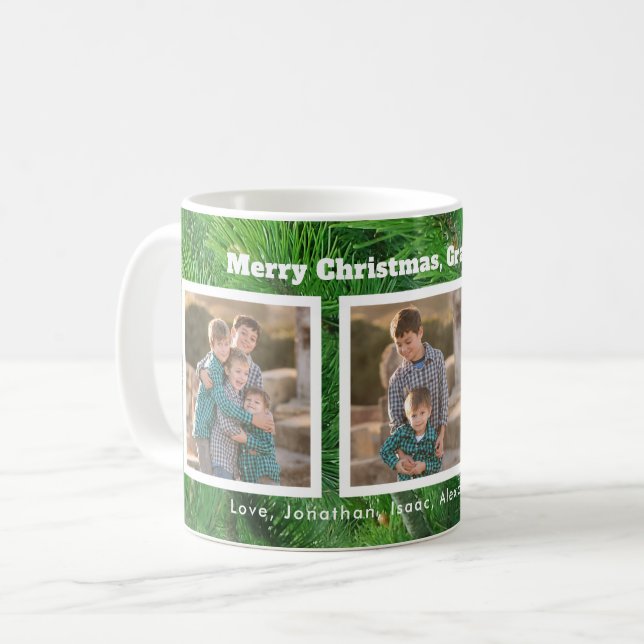 Caneca De Café Pine Agulha | Três Fotografias Natal (Frente Esquerda)