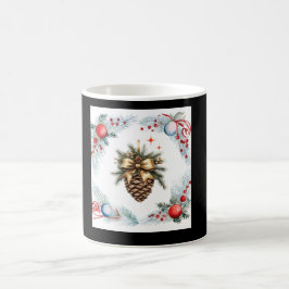 Caneca De Café Pine Cone Cercado Por Fio E Ornamentos