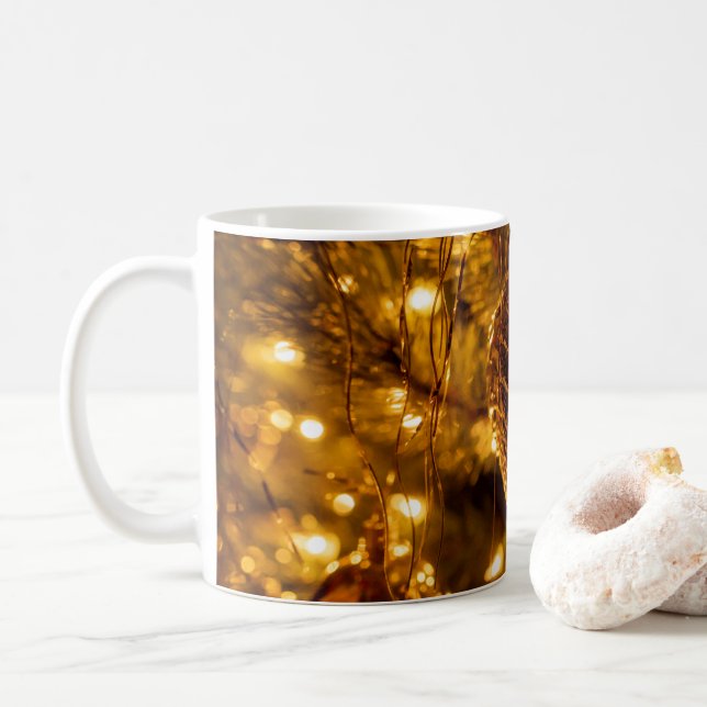 Caneca De Café Pine Cone Dourado de Natal (Com Donut)