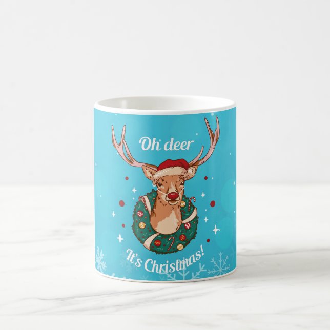 Caneca De Café Pine Deer - Cabeça de Rena de Natal (Centro)