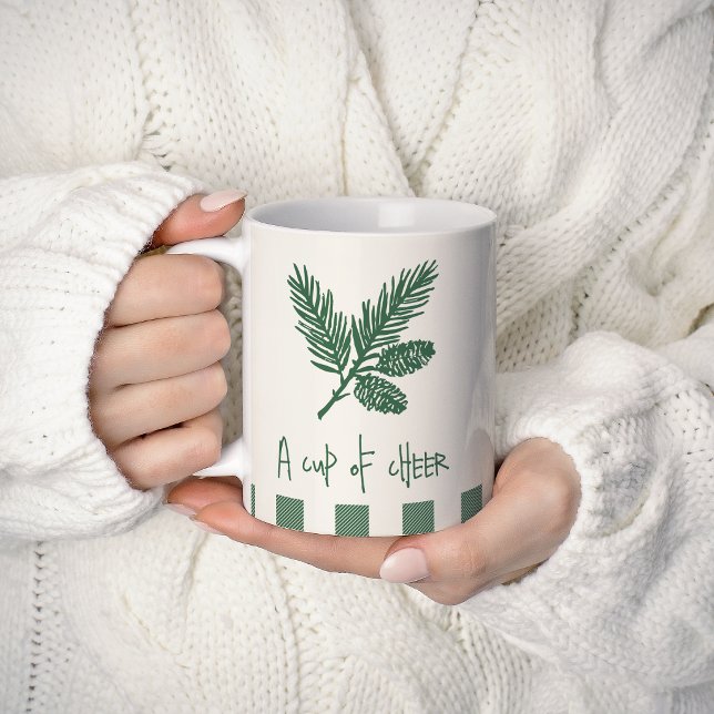 Caneca De Café Pine Needle Lane - “Um Copo de Alegria” Com Pinha (Criador carregado)
