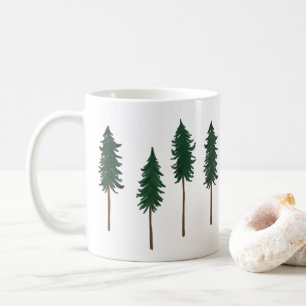 Caneca De Café Pine Trees Padrão Minimalista da Floresta