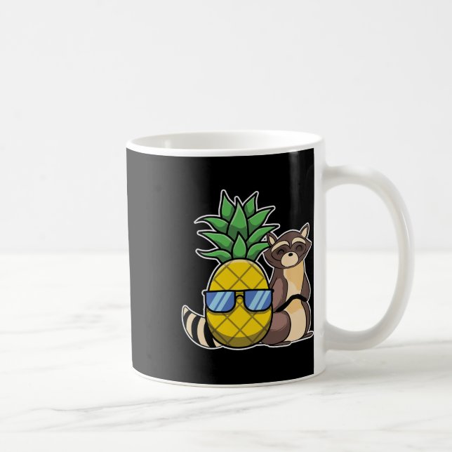 Caneca De Café Pineapple Aloha Beaches Hawaii Raccoon Gift - Raco (Direita)