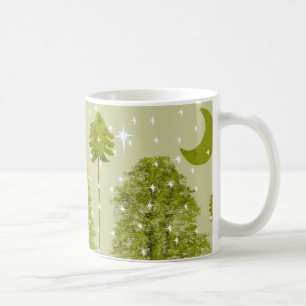 Caneca De Café Pines Christmas Star Mug com Lua Verde