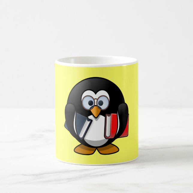 Caneca De Café Pinguim animado pequeno bonito do leitor ávido (Centro)