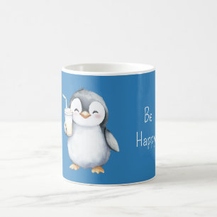 Caneca De Café Pinguim Azul Feliz