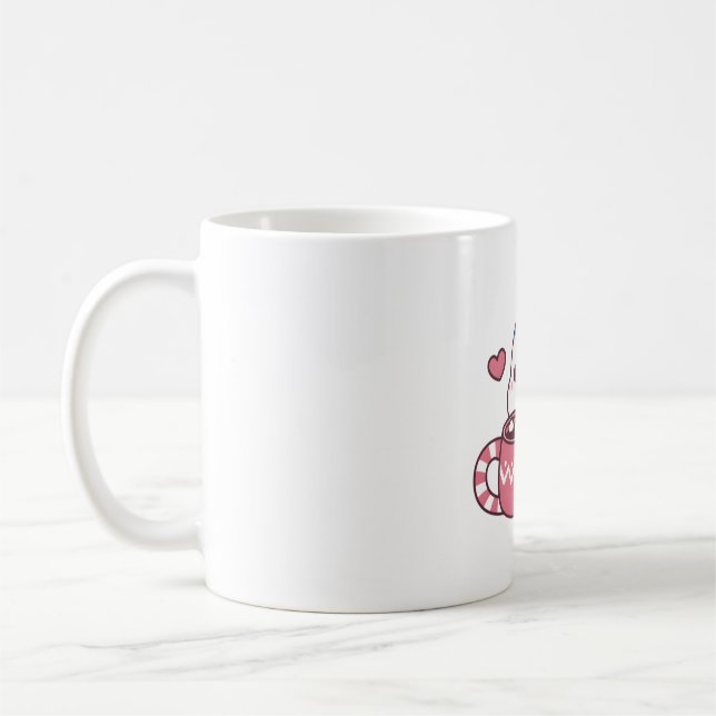 Caneca De Café Pinguim Azul Fofo Ama Cacau Quente Com Marshmallow (Esquerda)