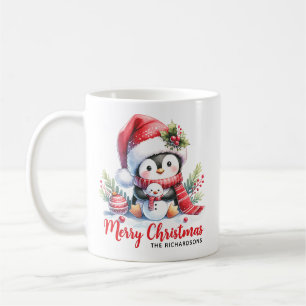 Caneca De Café Pinguim bonito e bonitão Feliz Natal