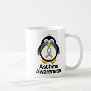 Caneca De Café Pinguim cinzento do apoio da fita da asma