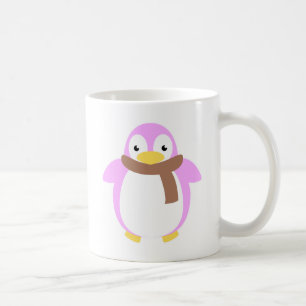 Caneca De Café Pinguim colorido bonito no lenço