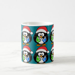 Caneca De Café Pinguim com presentes