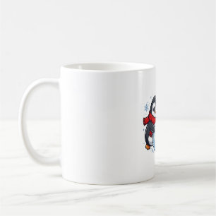 Caneca De Café Pinguim Construindo Boneco de Neve Inverno