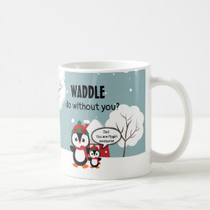 Caneca De Café Pinguim De Bebê De Cinza Bonita Na Neve De Inverno