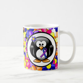 Caneca De Café Pinguim de Fita Azul e Púrpura