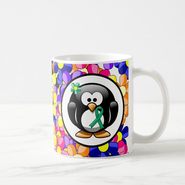Caneca De Café Pinguim de Fita de Consciência Jade (Direita)