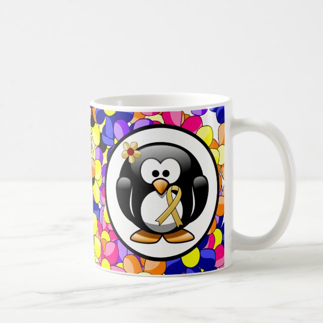Caneca De Café Pinguim de fita de sensibilização Dourada (Direita)