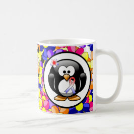 Caneca De Café Pinguim de fita vermelho, branco e azul