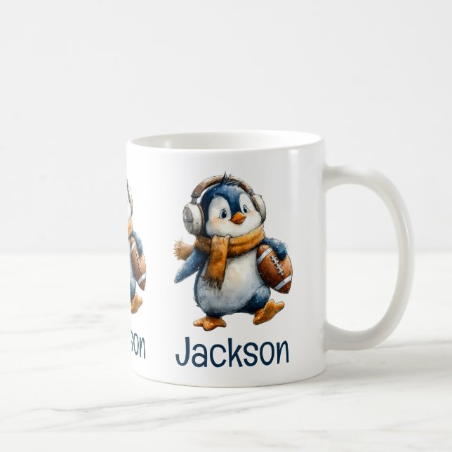 Caneca De Café Pinguim de Futebol de Inverno Personalizado para C (Direita)