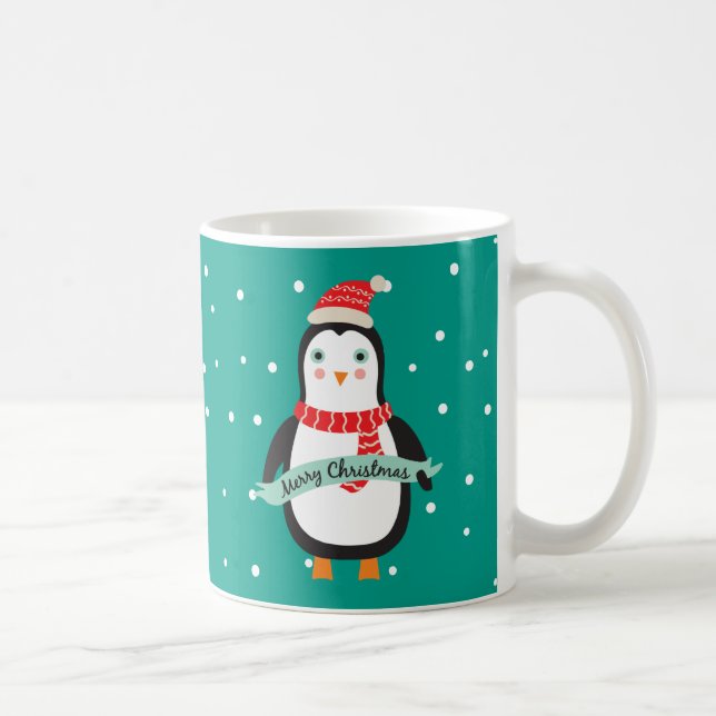 Caneca De Café Pinguim de Natal Bonito e Pesonizado (Direita)