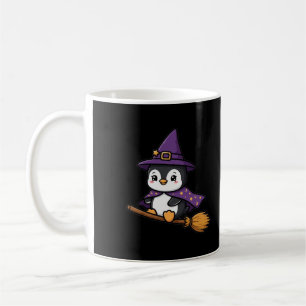 Caneca De Café Pinguim de Vassoura de Halloween
