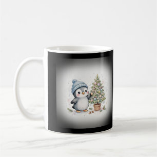 Caneca De Café Pinguim Decorando Árvore de Natal