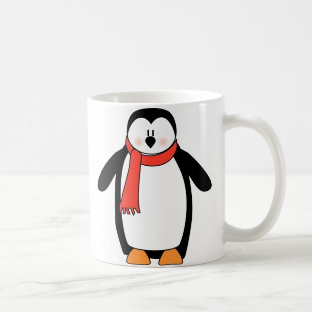 Caneca De Café Pinguim embrulhado em Red Scarf (Direita)