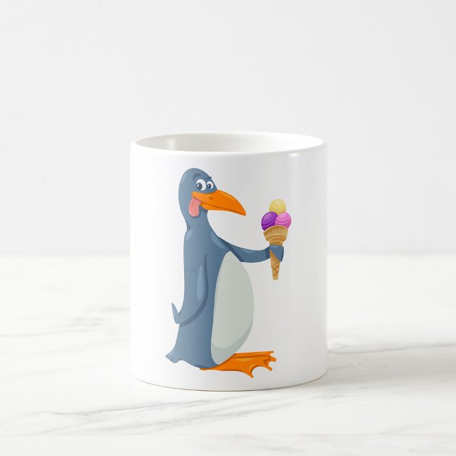 Caneca De Café Pinguim Engraçado Com Sorvete (Criador carregado)