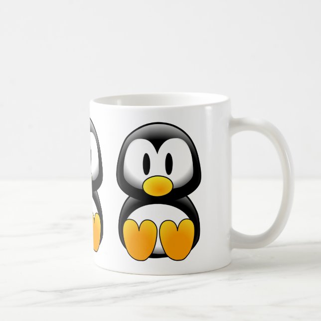 Caneca De Café Pinguim Engraçado e Bonito (Direita)