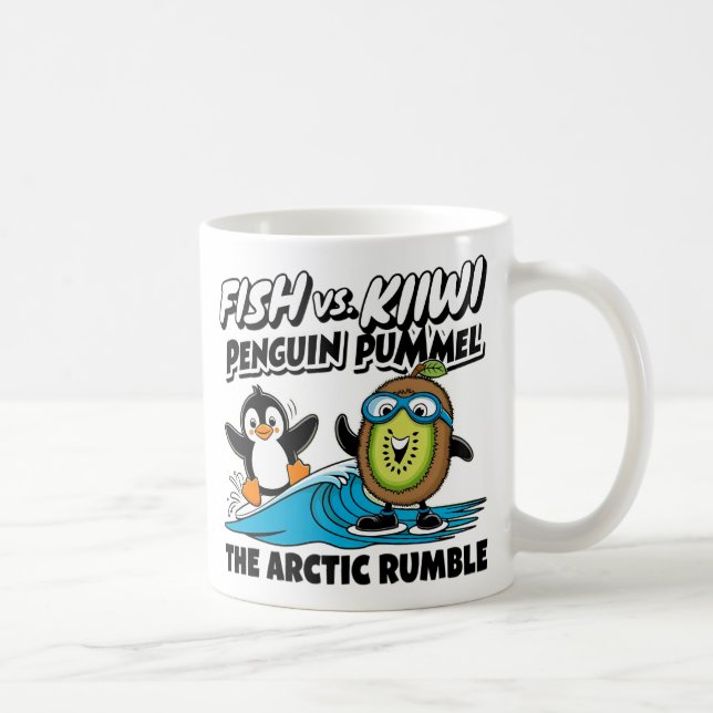 Caneca De Café Pinguim engraçado e kiwi (Direita)